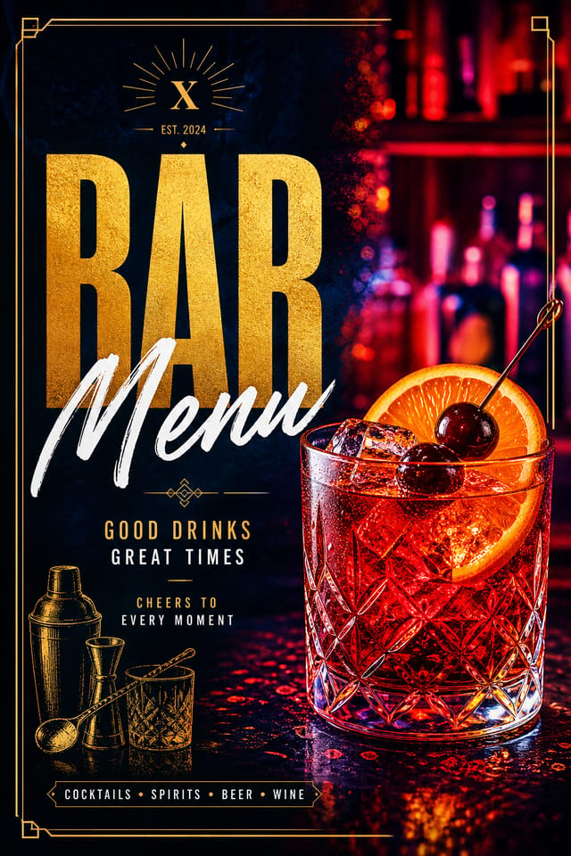 Bar Menu — vibrant style menu cover