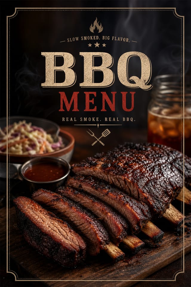 BBQ Menu — photo-realistic style menu cover