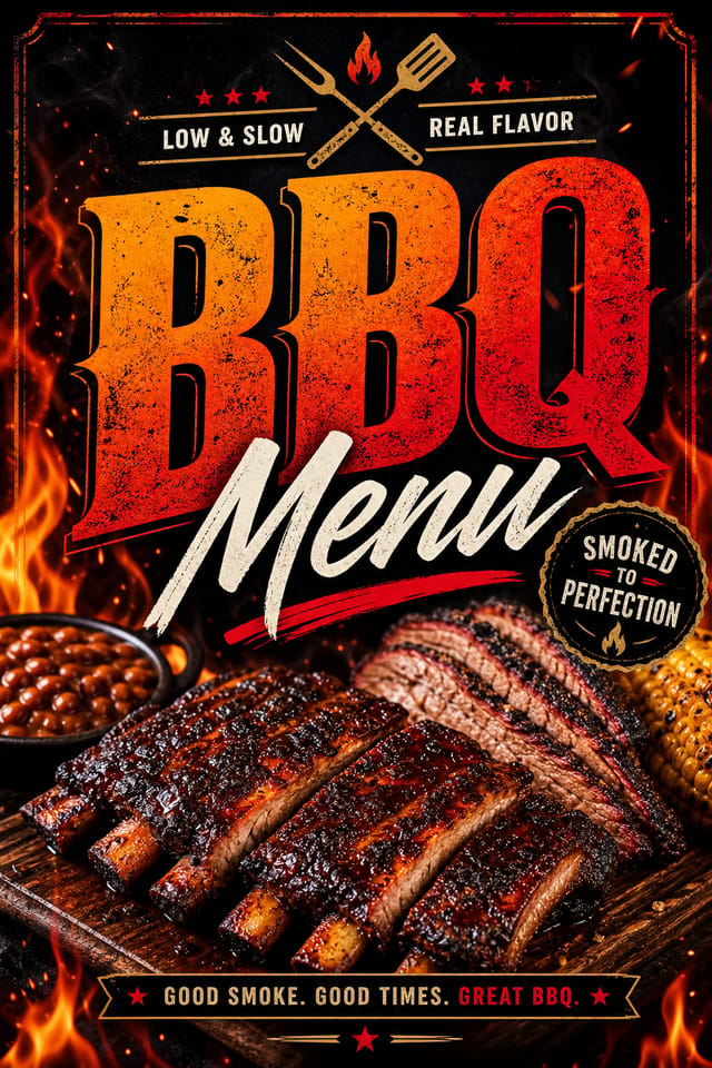 BBQ Menu — vibrant style menu cover