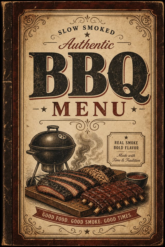 BBQ Menu — vintage style menu cover