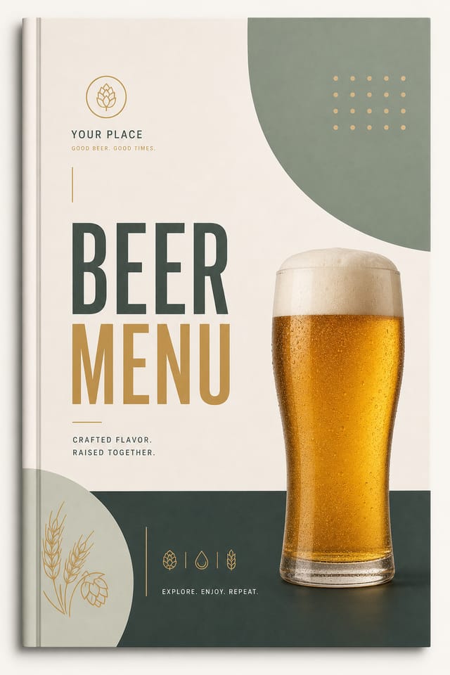 Beer Menu — modern style menu cover