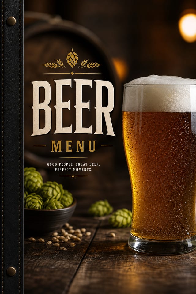 Beer Menu — photo-realistic style menu cover