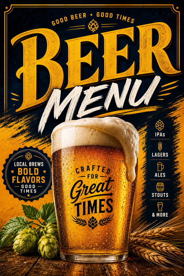 Beer Menu — vibrant style menu cover