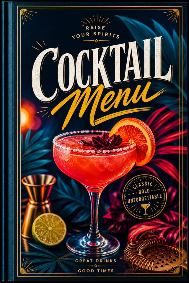 Cocktail Menu — vibrant style menu cover