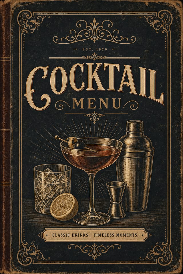 Cocktail Menu — vintage style menu cover