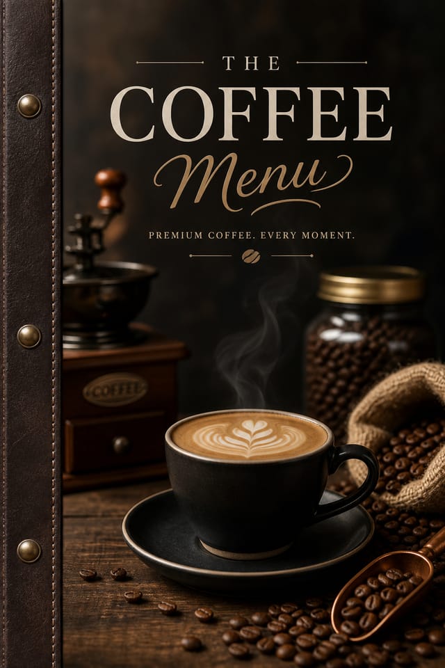 Coffee Menu — photo-realistic style menu cover