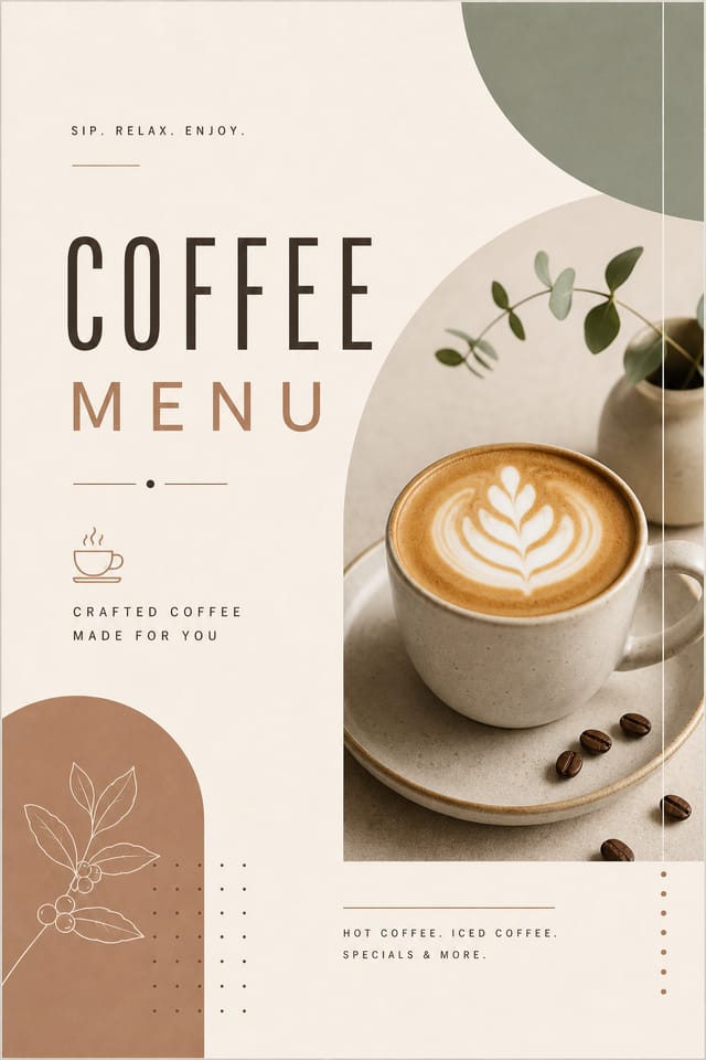 Coffee Menu — modern style menu cover
