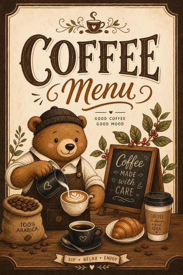Coffee Menu — illustration style menu cover