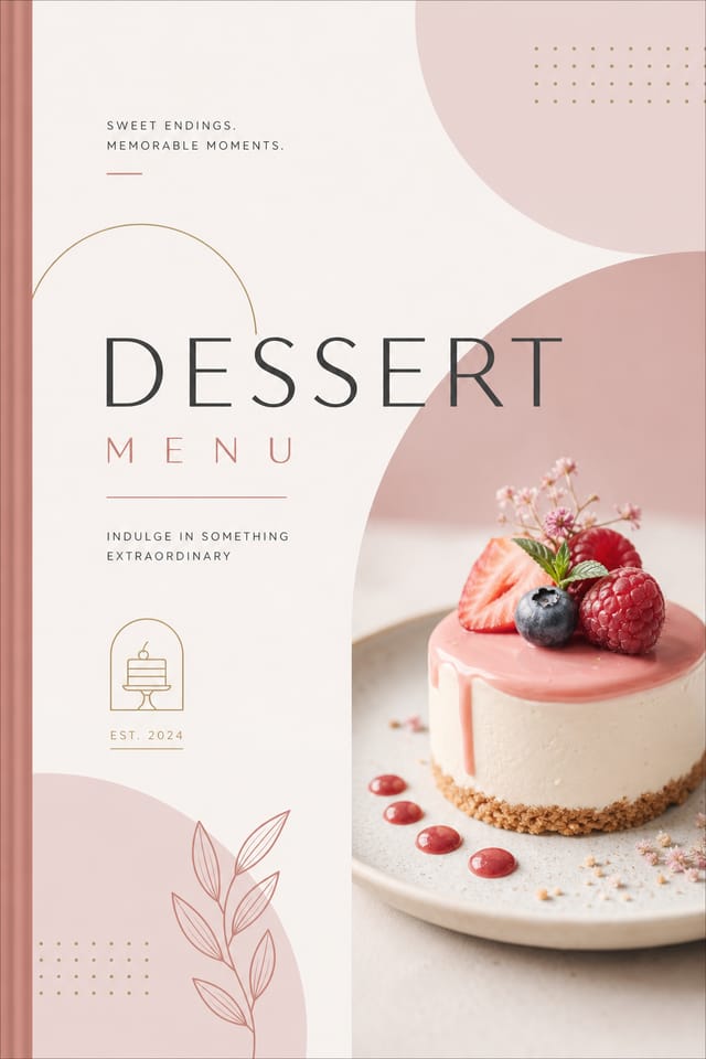 Dessert Menu — modern style menu cover