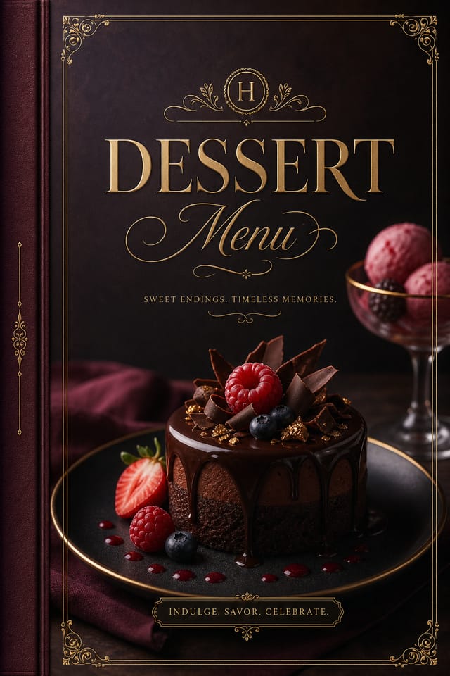 Dessert Menu — elegant style menu cover
