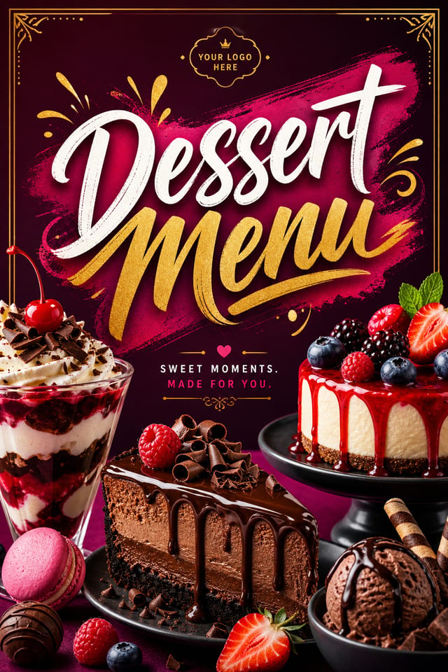 Dessert Menu — vibrant style menu cover