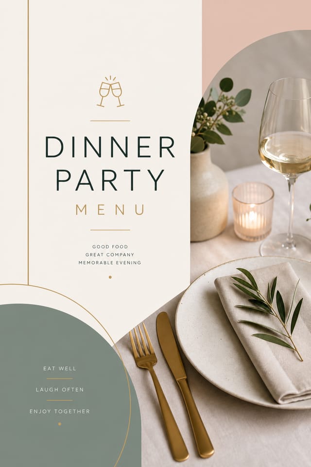 Dinner Party Menu — modern style menu cover