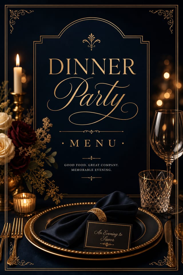 Dinner Party Menu — elegant style menu cover