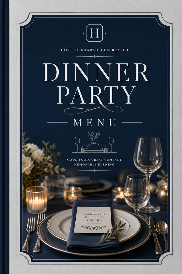 Dinner Party Menu — corporate style menu cover