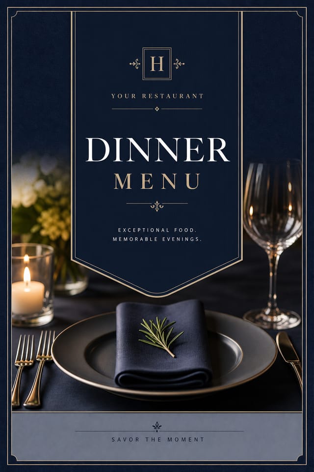 Dinner Menu — corporate style menu cover