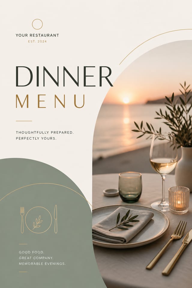 Dinner Menu — modern style menu cover
