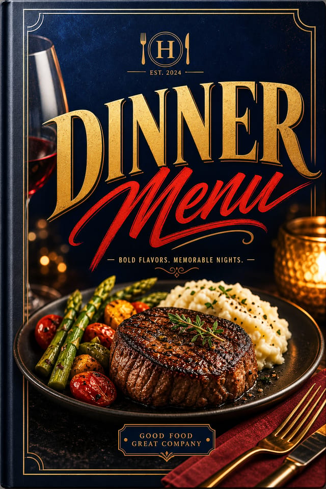 Dinner Menu — vibrant style menu cover