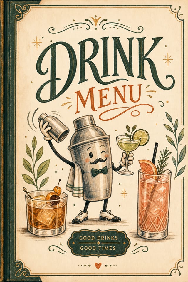 Drink Menu — illustration style menu cover