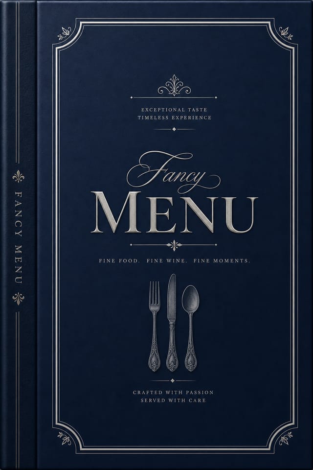 Fancy Menu — corporate style menu cover