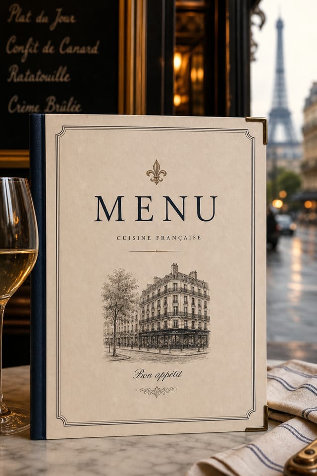 French Menu — photo-realistic style menu cover
