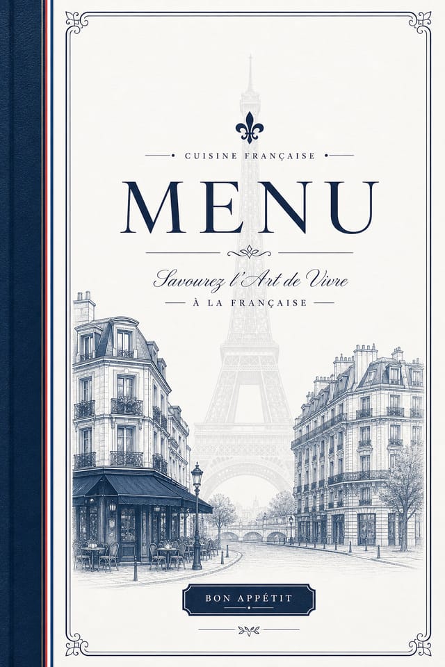French Menu — corporate style menu cover