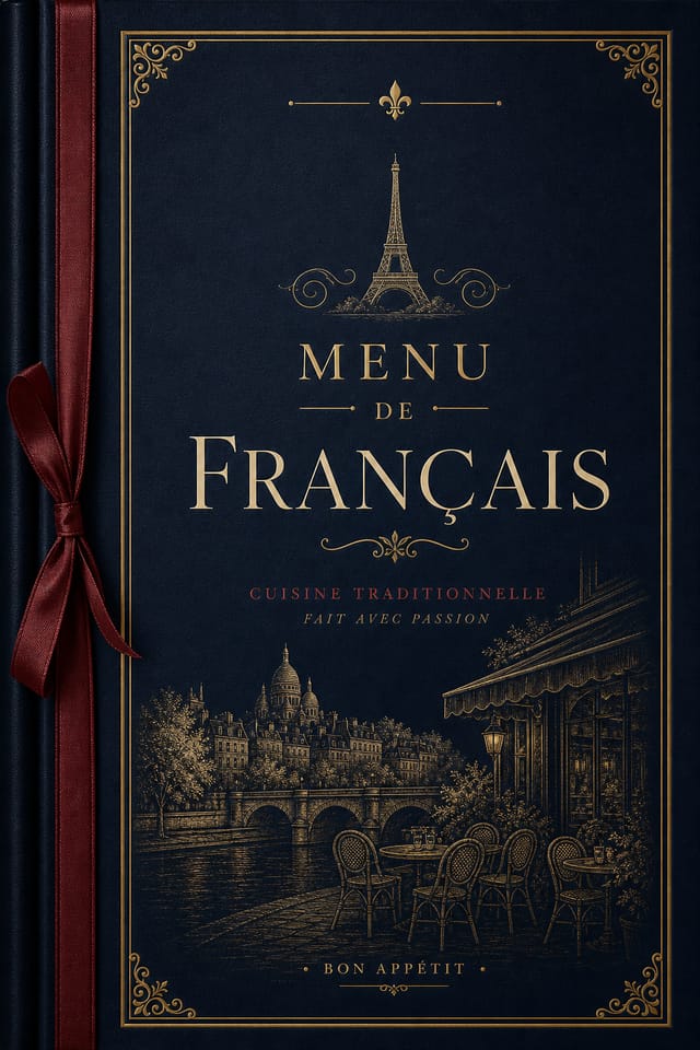 French Menu — elegant style menu cover