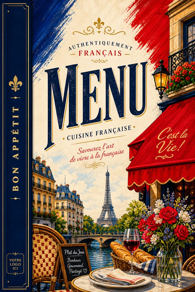 French Menu — vibrant style menu cover