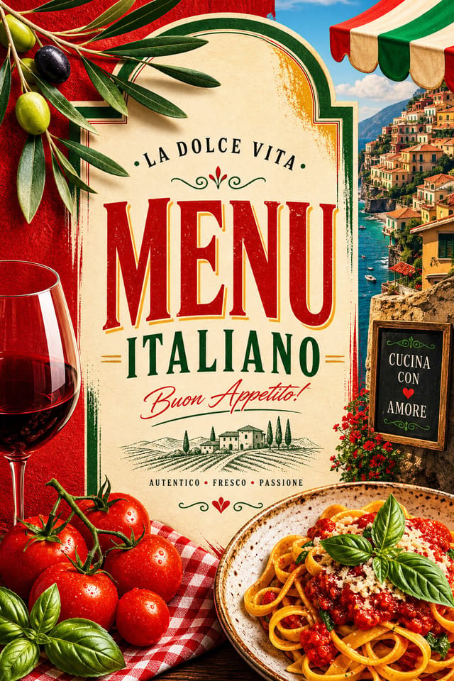 Italian Menu — vibrant style menu cover