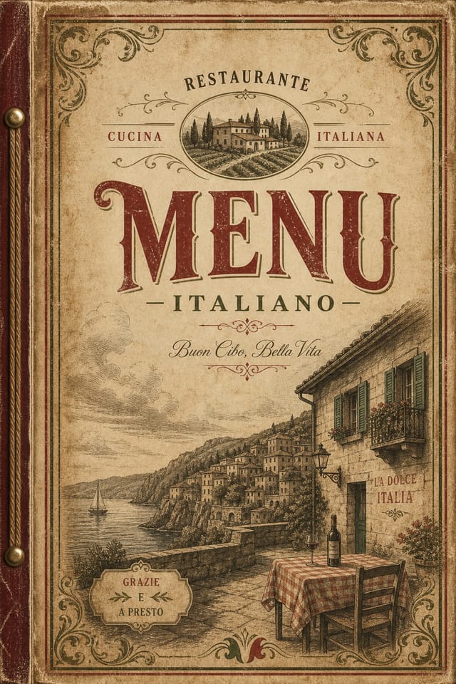 Italian Menu — vintage style menu cover