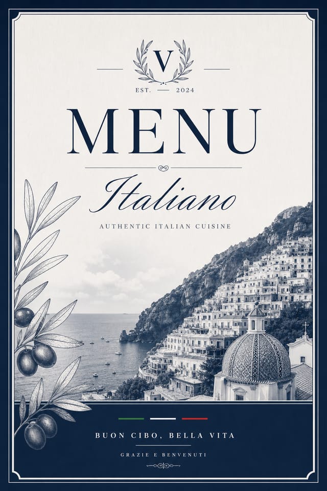 Italian Menu — corporate style menu cover