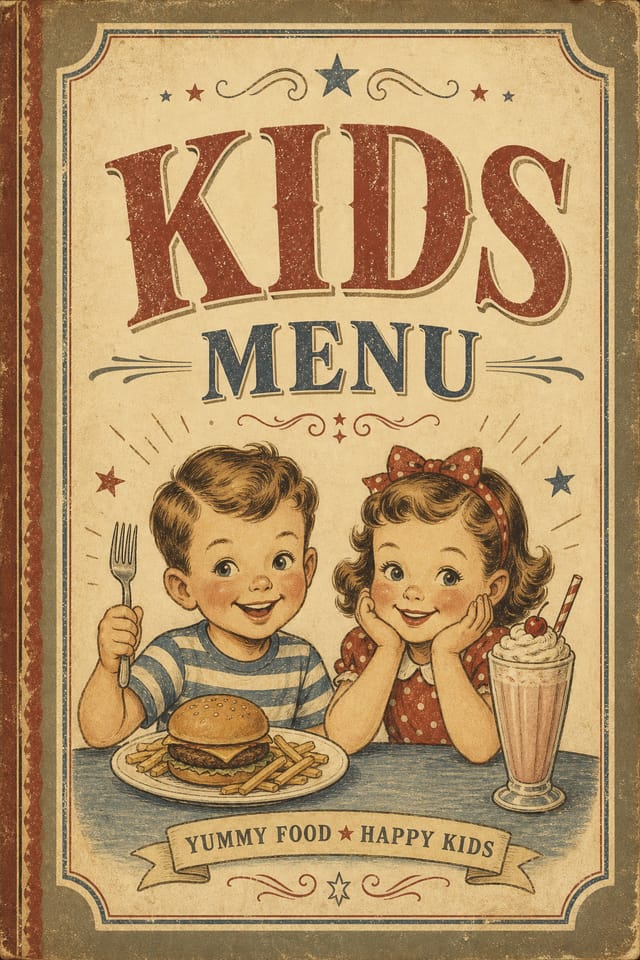 Kids Menu — vintage style menu cover