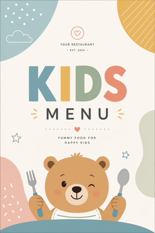 Kids Menu — modern style menu cover