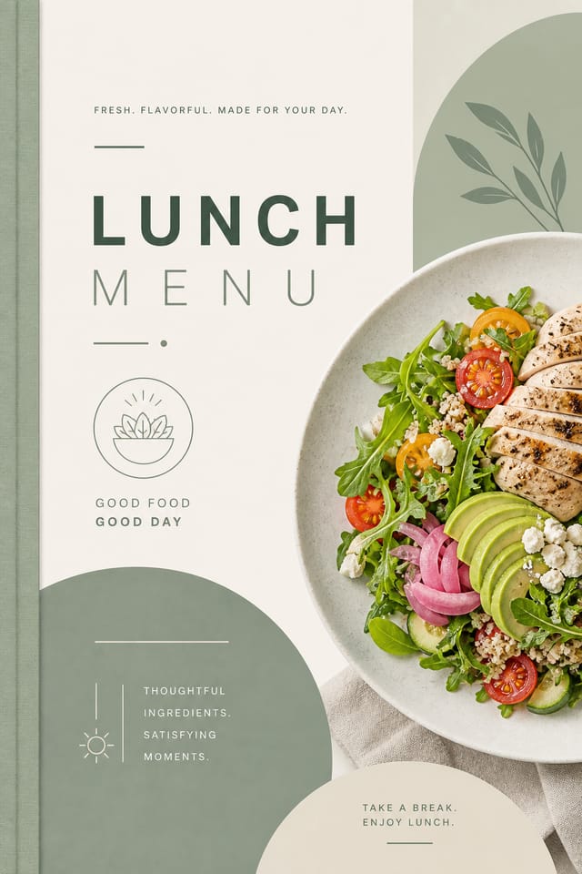 Lunch Menu — modern style menu cover