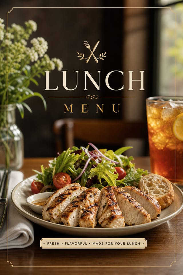 Lunch Menu — photo-realistic style menu cover