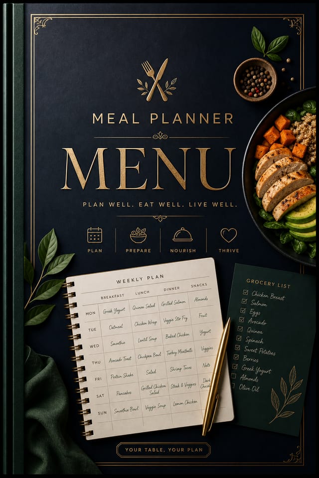Meal Planner Menu — elegant style menu cover
