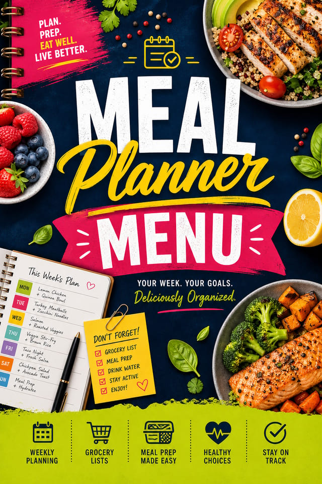 Meal Planner Menu — vibrant style menu cover