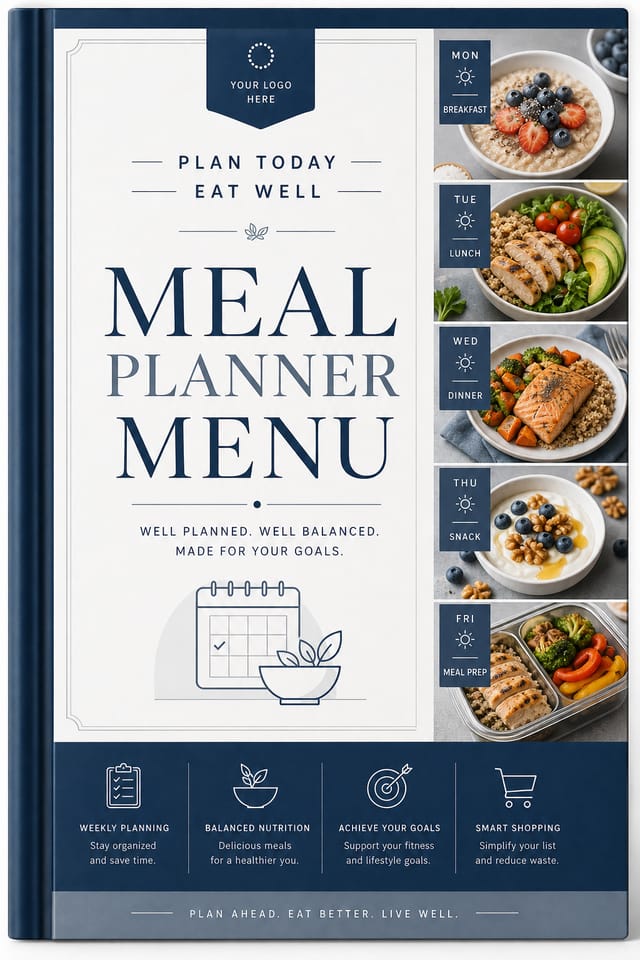 Meal Planner Menu — corporate style menu cover
