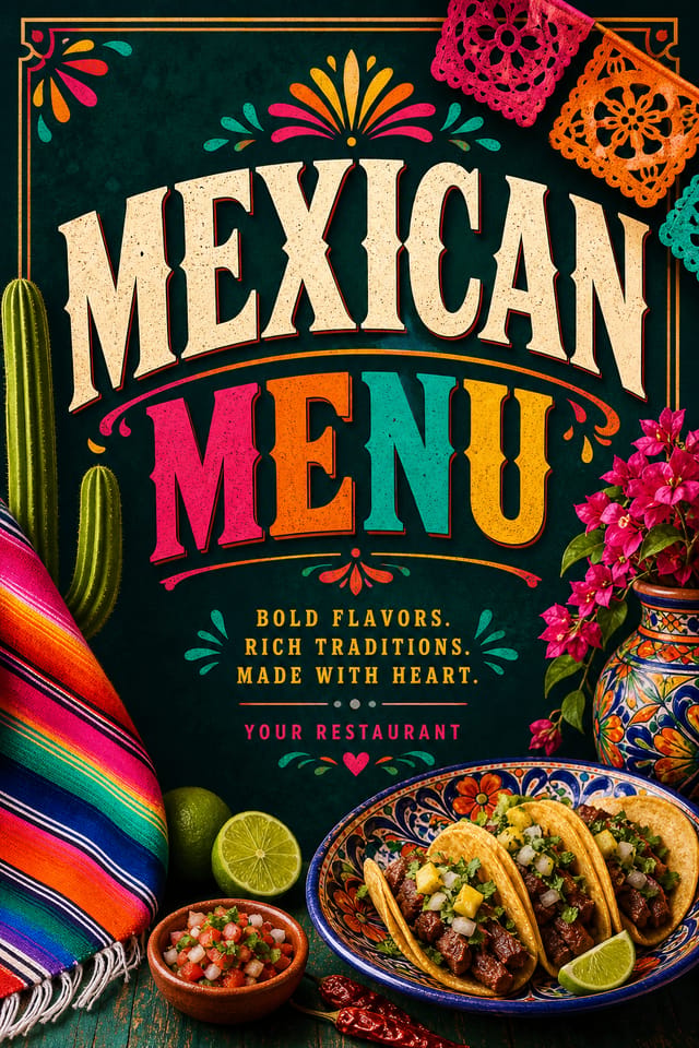 Mexican Menu — vibrant style menu cover