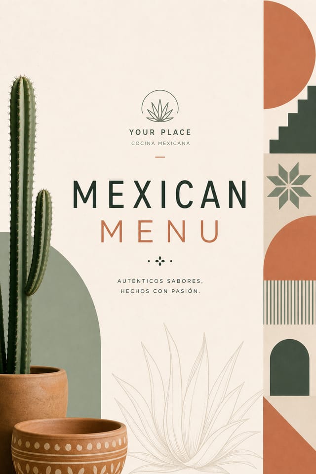 Mexican Menu — modern style menu cover