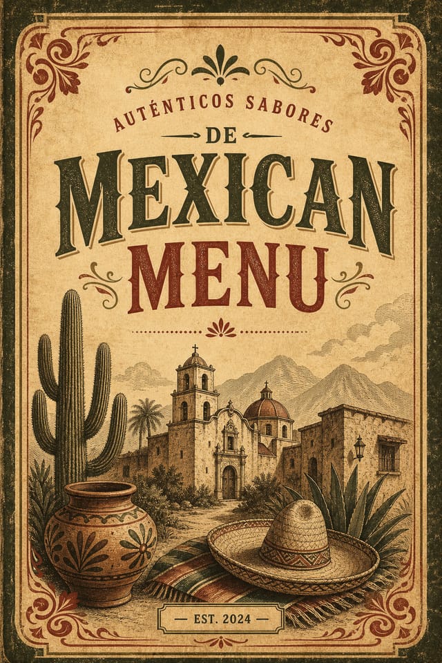Mexican Menu — vintage style menu cover