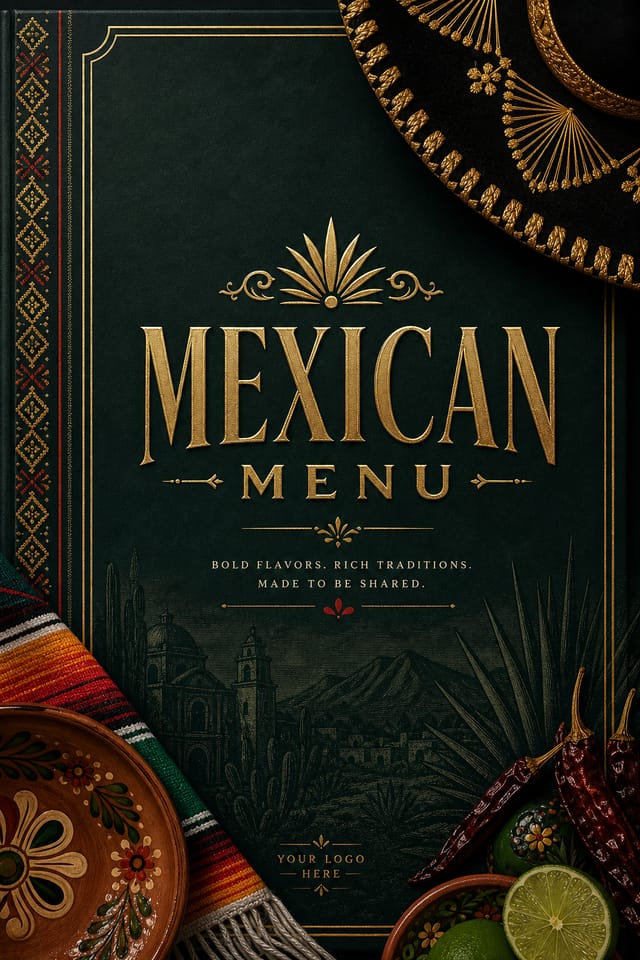 Mexican Menu — elegant style menu cover