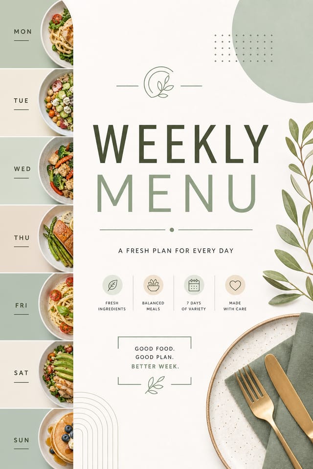 Weekly Menu — modern style menu cover
