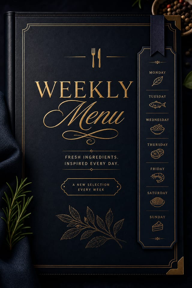 Weekly Menu — elegant style menu cover