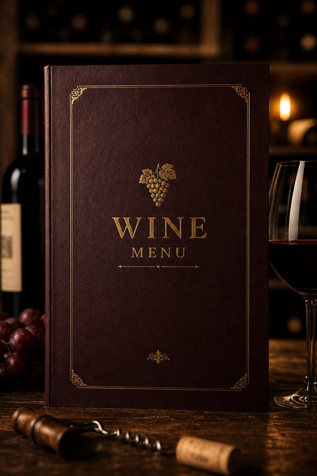 Wine Menu — photo-realistic style menu cover
