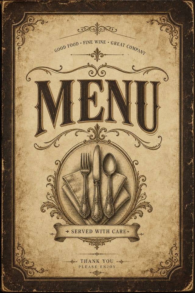 Menú — vintage style menu cover