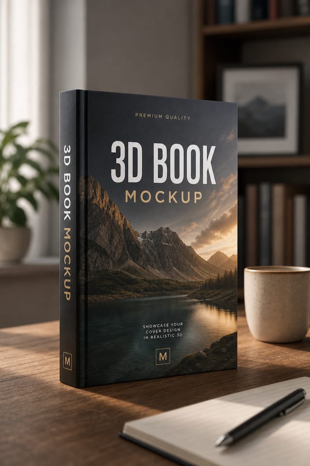 3D Book Mockup — photo-realistic style product mockup