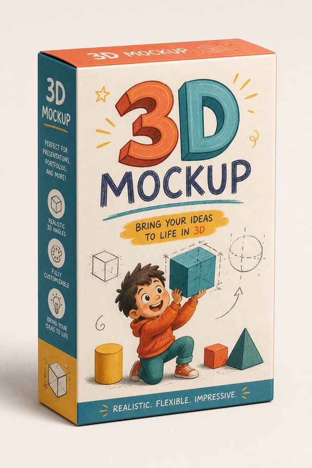 3D Mockup — illustration style product mockup