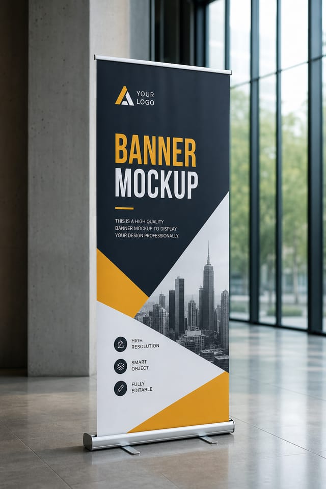 Banner Mockup — photo-realistic style product mockup