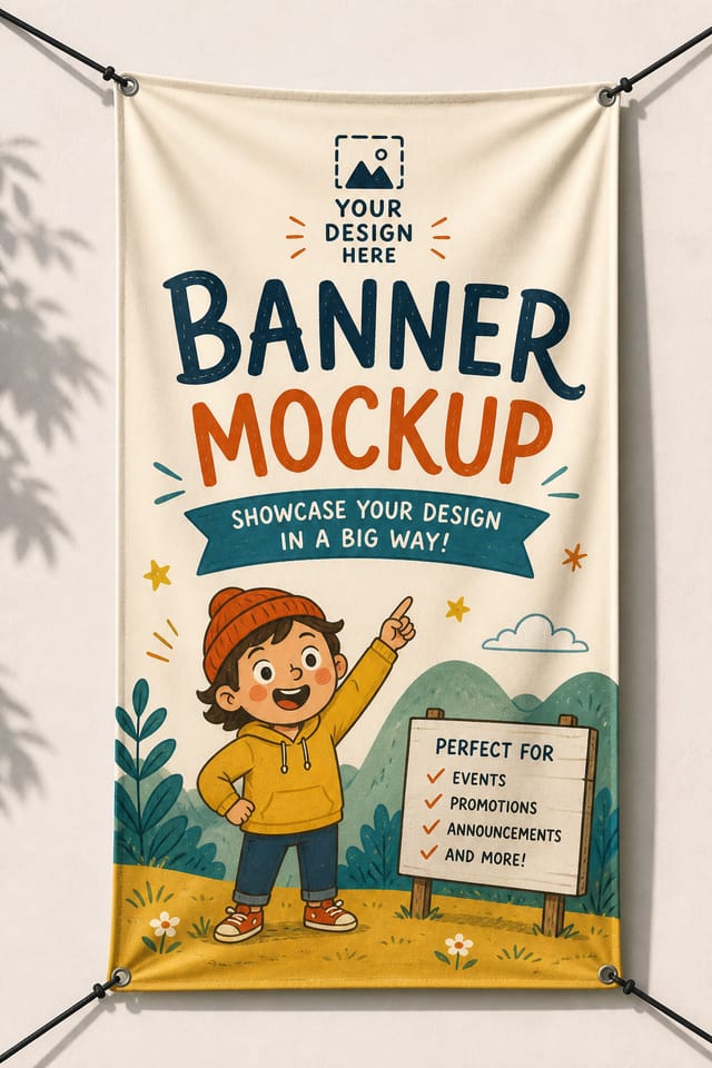 Banner Mockup — illustration style product mockup