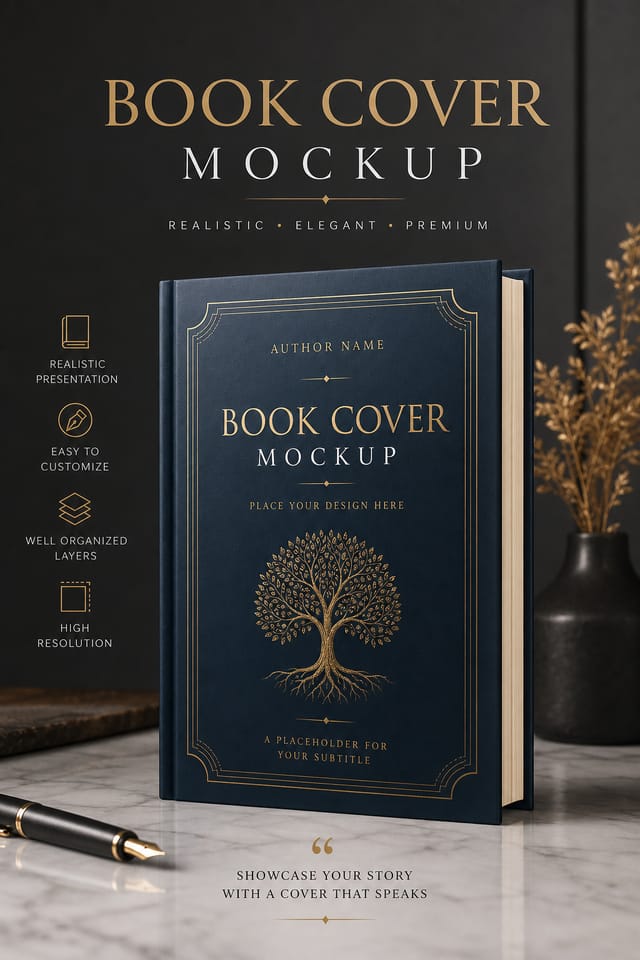 Book Cover Mockup — elegant style product mockup